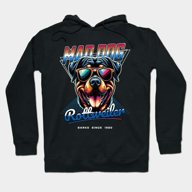 Mad Dog Rottweiler Hoodie by Miami Neon Designs